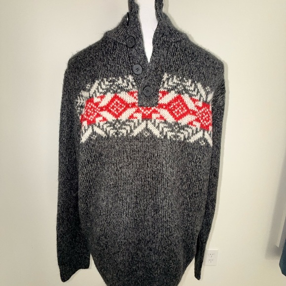 Haggar Gray and Red Turtleneck Sweater - Picture 1 of 3